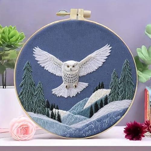 Huacan 1pc Owl Embroidery Kits for Adults Animal Home Decoration Modern Wall Stickers Cross Stitch Patterns