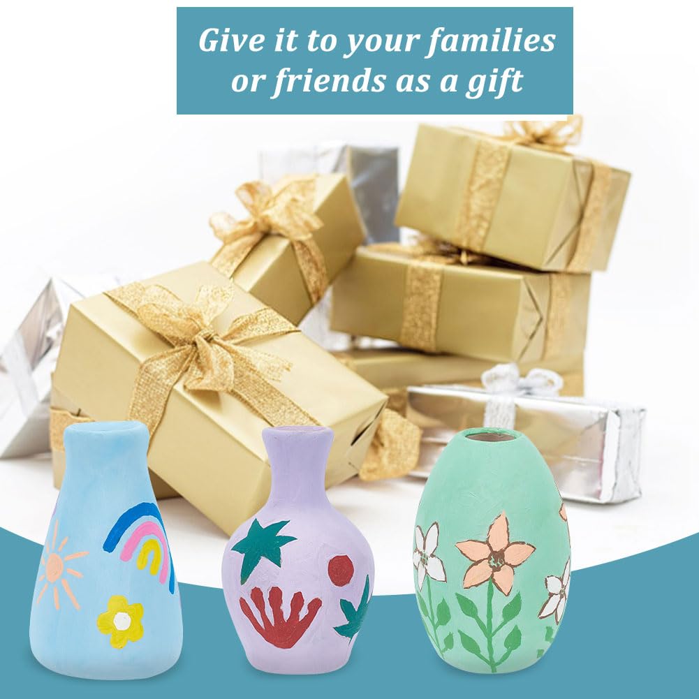 WEBEEDY 3 Sets Vase Pottery Painting Kit Paint Your Own Ceramic Vase Set Ready to Paint Ceramics DIY Paint Craft Kit for Craft Project Fun Home Acticity WEBEEDY