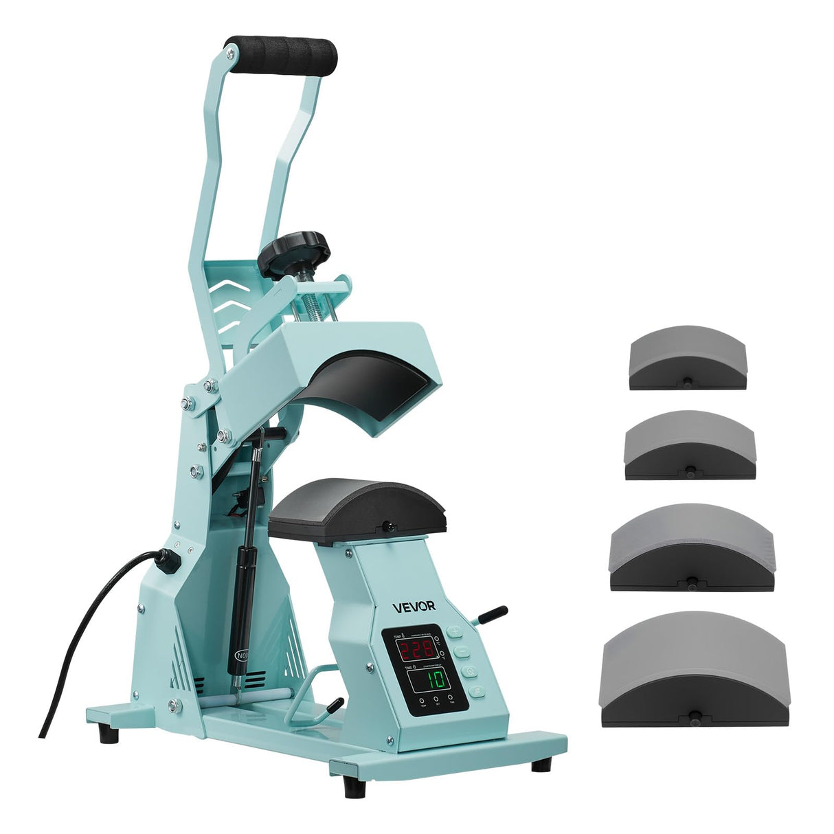 VEVOR Hat Heat Press Machine, with 4pcs Interchangeable Platens, Precise Temperature and Time Control, Hat Press for HTV Iron On and Sublimation Projects, for Caps, Headbands, Cuffs, Face Masks, Green VEVOR