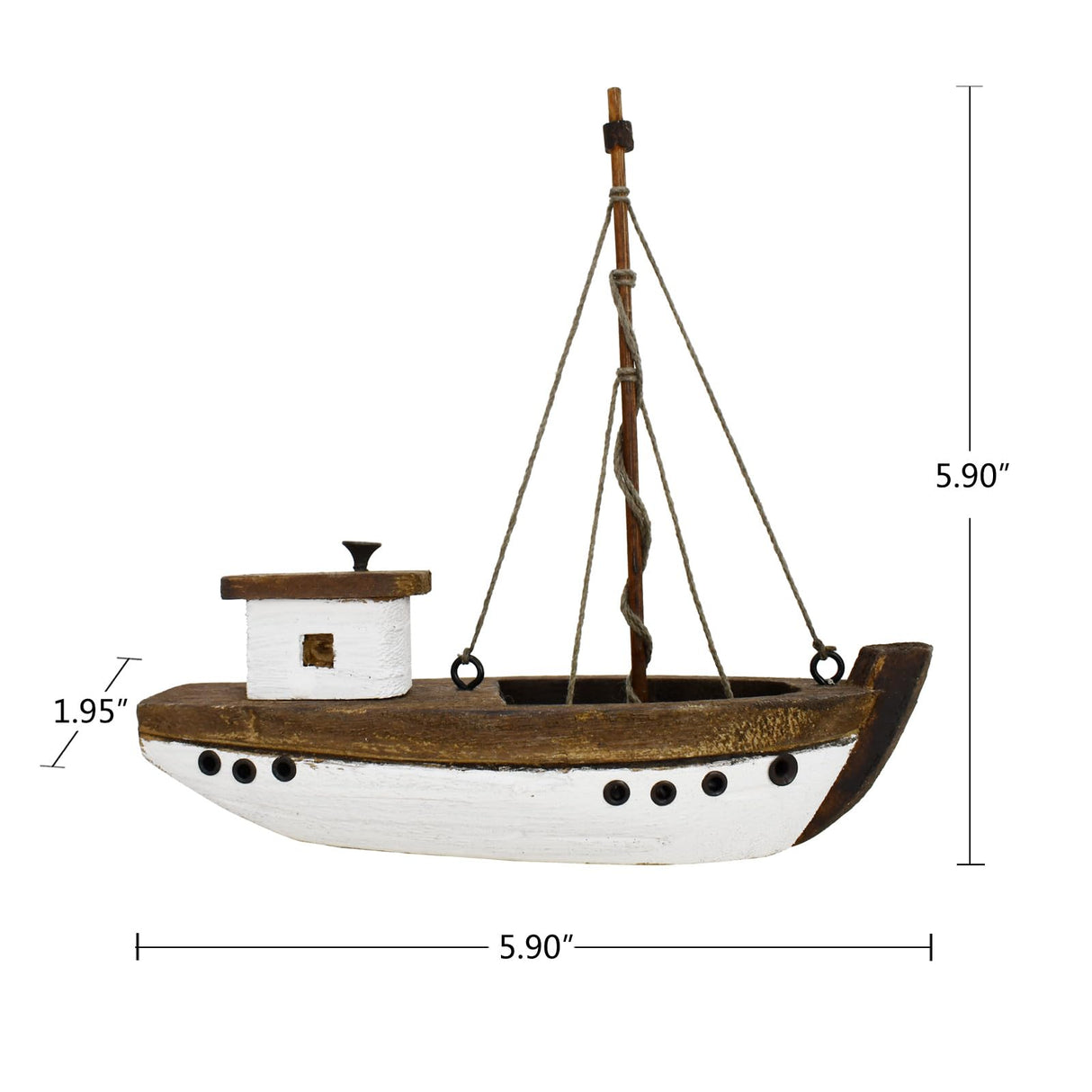 Morning View Wood Sail Boat Decor Nautical Sailing Ship Model Mini for Home Bathroom Shelf Table Centerpiece Coastal Beach Ocean Themed Lake House Decorations Seaside Marine 5.9 Inch Tall (Beige) Morning View