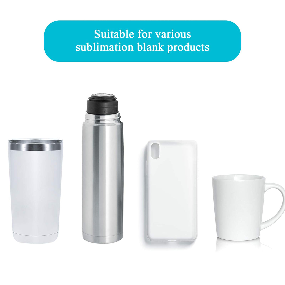 50 Pcs Sublimation Heat Shrink Sublimation Shrink Wraps Film Blanks Wrap Sleeves, White Shrink Wrap Bags Tube, 5 Different Sizes, 9 x 14 Inch, 8 x 8 Inch, 7 x 11 Inch, 5 x 10 Inch, 4 x 3 Inch Zonon