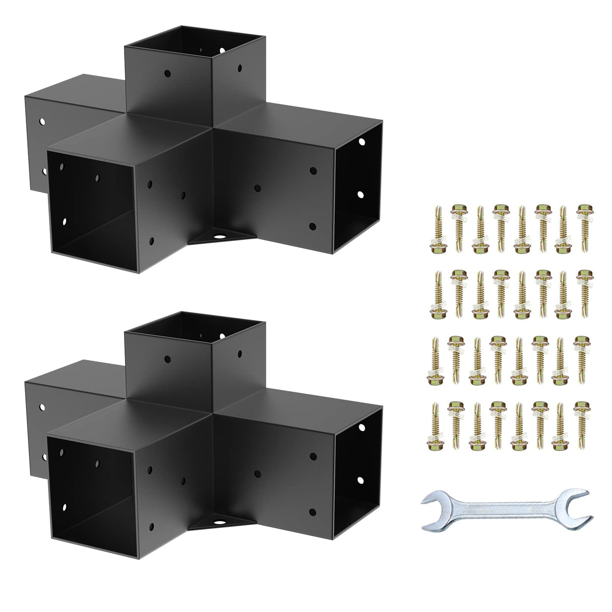 Woodworks Pergola pergola Brackets 4-Way Right Angle Corner Bracket DIY Elevated Wood Stand 2PACK with Screws for 4x4 (Actual: 3.5x3.5 Inch) Lumber Pergola Gazebo Likeem