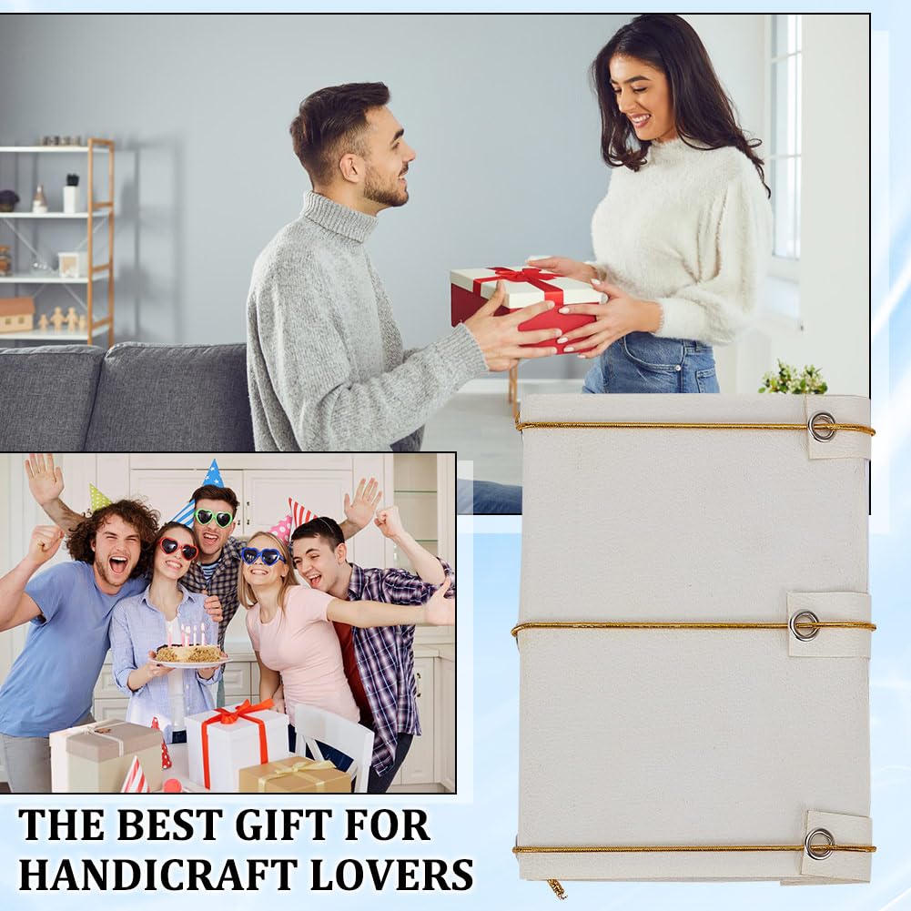 WEBEEDY 125 Pcs Bookbinding Kit - Make Your Own Button Journal, Leather Notebook for Adults - DIY Craft Supplies With Thread, Needles, Paper, Video Tutorial - A6 WEBEEDY