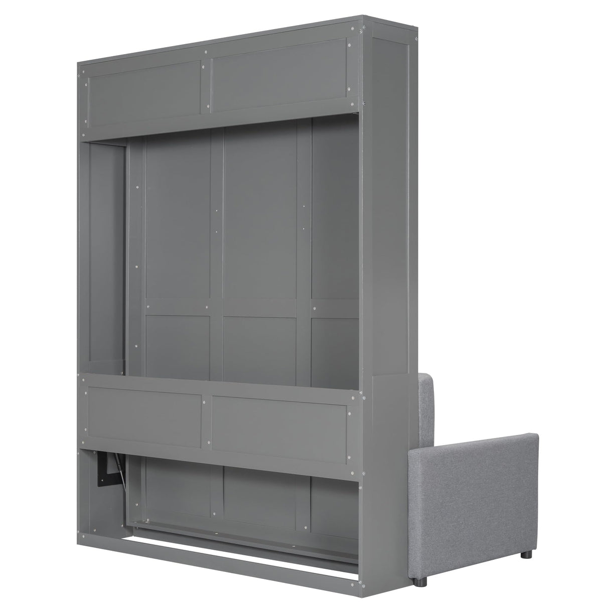 P PURLOVE Queen Wood Murphy Bed with Sofa, Wall Bed Without Slats, No Box Spring Needed (Gray) P PURLOVE