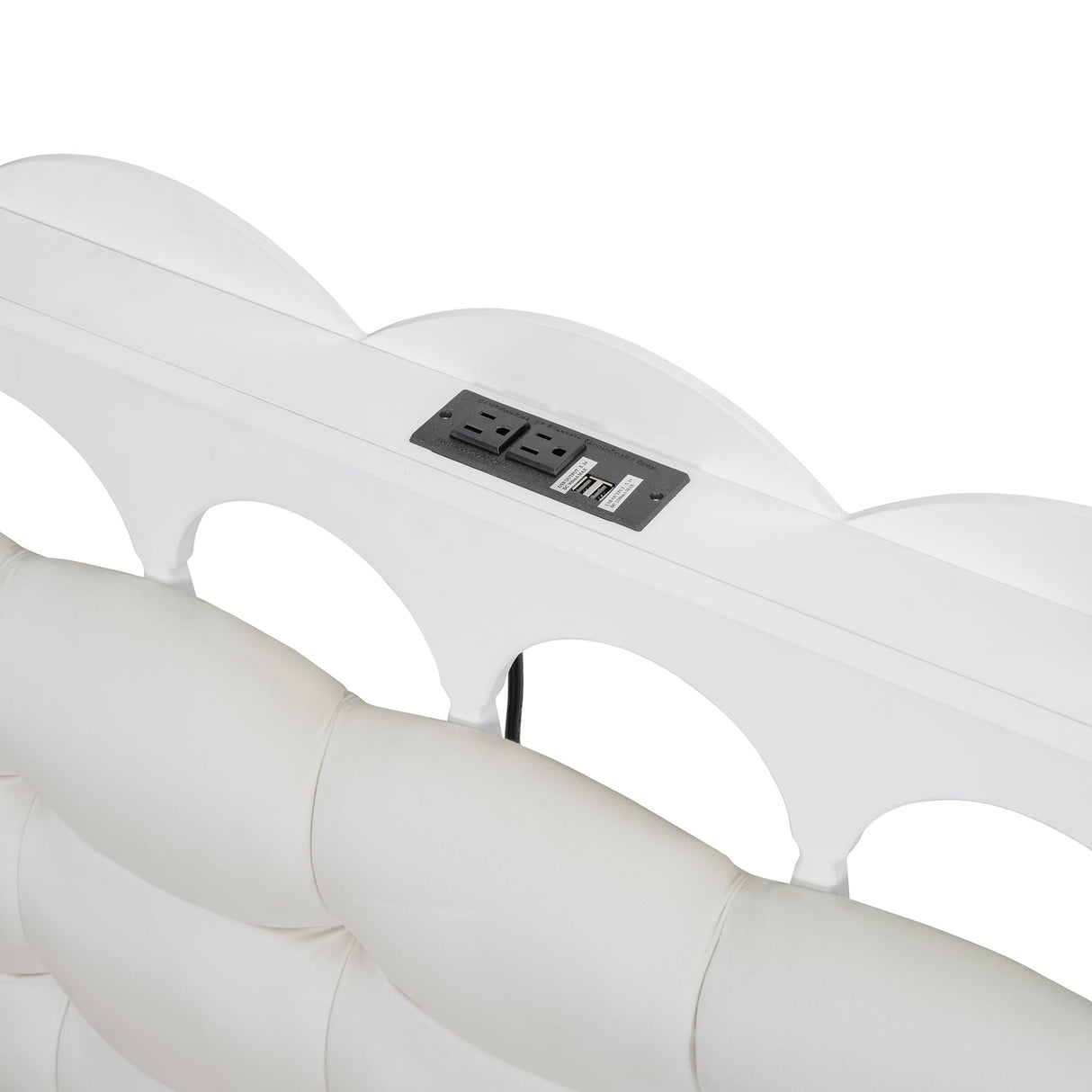 Merax Queen Size Wooden Storage Platform Bed with 2 Big Drawers, Twin-XL Size Trundle, One Set of Sockets & USB Ports, Square Velvet Upholstered Headboard, White Merax