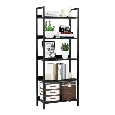 NUMENN Bookshelf, 5 Tier Bookshelves, Home Office Bookcase Shelf Storage Organizer, Free Standing Storage Shelving Unit for Bedroom, Living Room and Home Office, Black