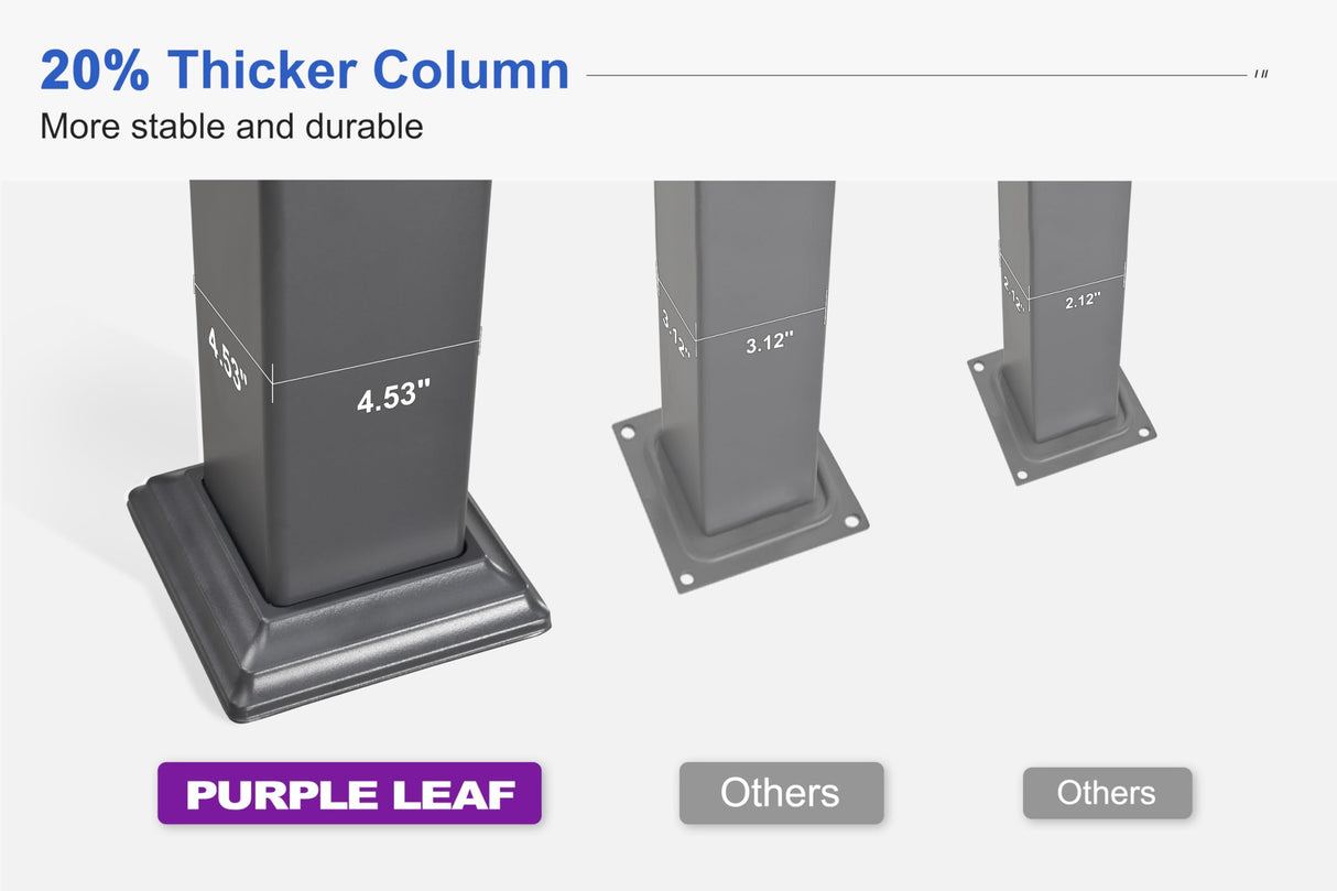 PURPLE LEAF Louvered Pergola 10' x 12' Outdoor Aluminum Pergola with White Adjustable Rainproof Roof Grey Frame Hardtop Gazebo for Patio Deck Garden PURPLE LEAF