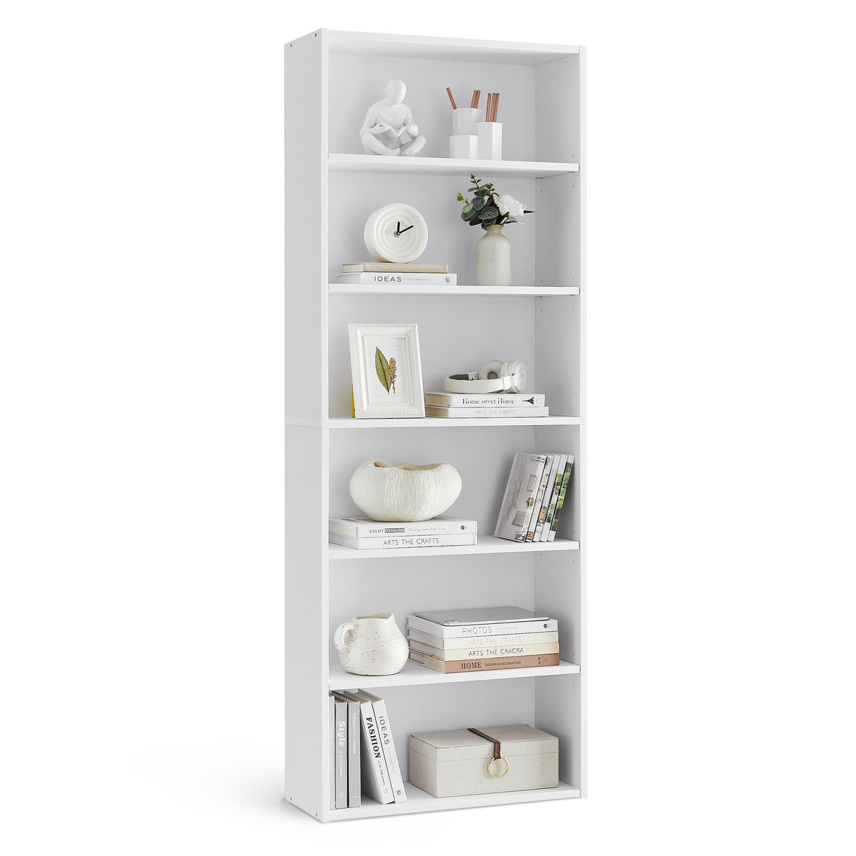VASAGLE CUSTOS Collection - Bookshelf, 6-Tier Bookcase, Book Shelf, Open Storage Shelf, 9.4 x 23.6 x 63.3 Inches, for Living Room, Home Office, Dinning Room, Cloud White ULBC166T14 VASAGLE
