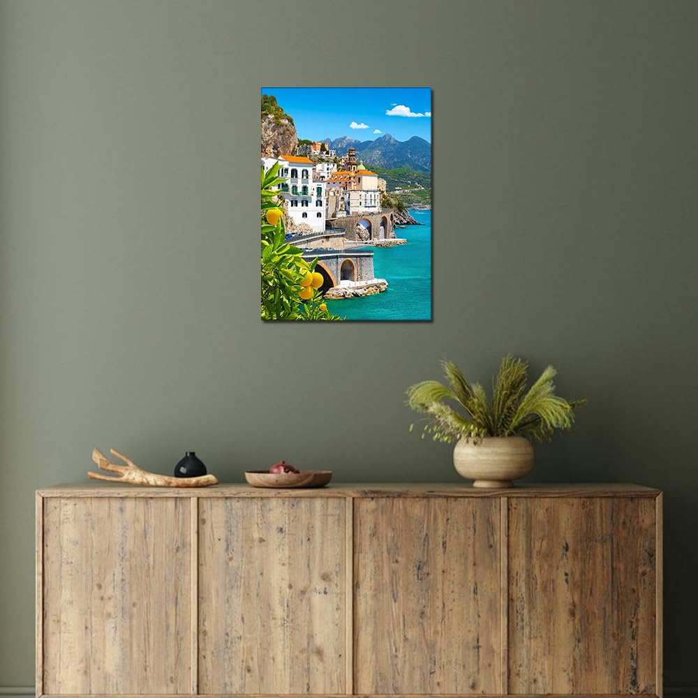 TISHIRON Diamond Art Kits for Adults Full Drill View of Amalfi Diamond Art Kits for Beginners 5D Diamond Art Kits Italian Seascape Diamond Art Kits Picture for Home Wall Art Decor 30x40cm TISHIRON