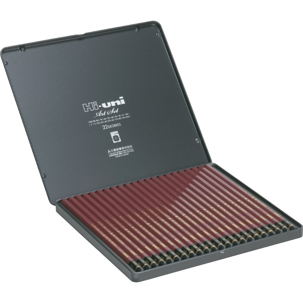 Uni Hi Wooden Pencil Art Set - 10B to 10H - Box of 22 (HUAS) uni