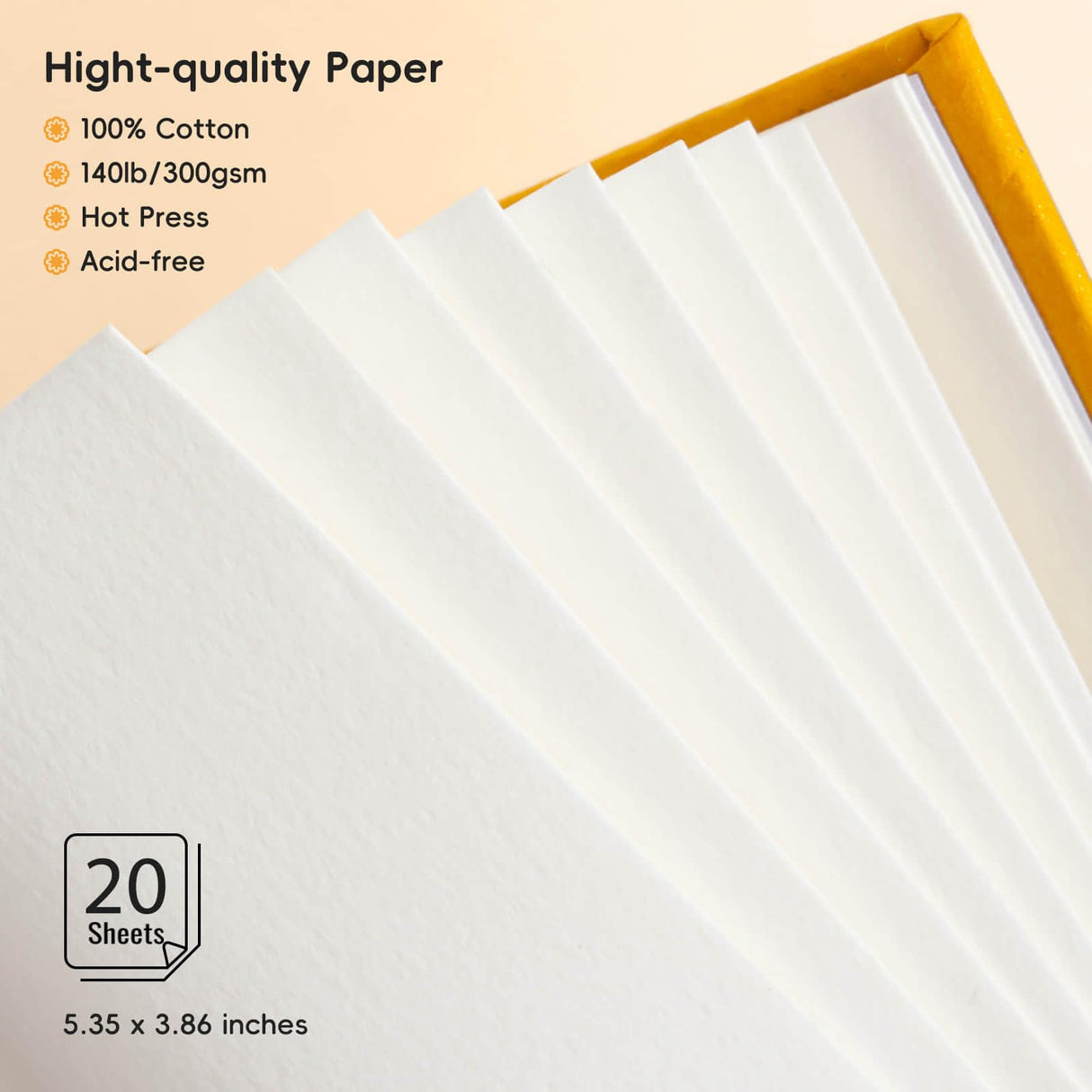 Arrtx Watercolor Sketchbook,100% Cotton Acid-Free 140lb/300gsm Hot Press Hardcover Watercolor Journal Notebook 2 Pack,40 Sheets 5.35 x 3.86 inches Arrtx