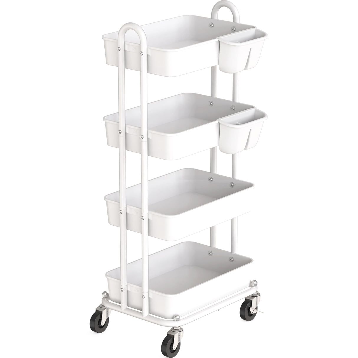 Simple Houseware Heavy Duty 4-Tier Utility Rolling Cart, White Simple Houseware