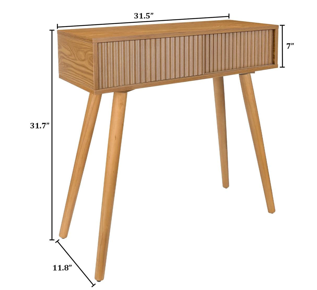 Console Table, Small Console Tables for Entryway, 31" Vanity Desk Fluted Entrance Table, Brown Entry Table Narrow Console Table Modern Hallway Table Modern Sofa Table for Living Room ZYBT