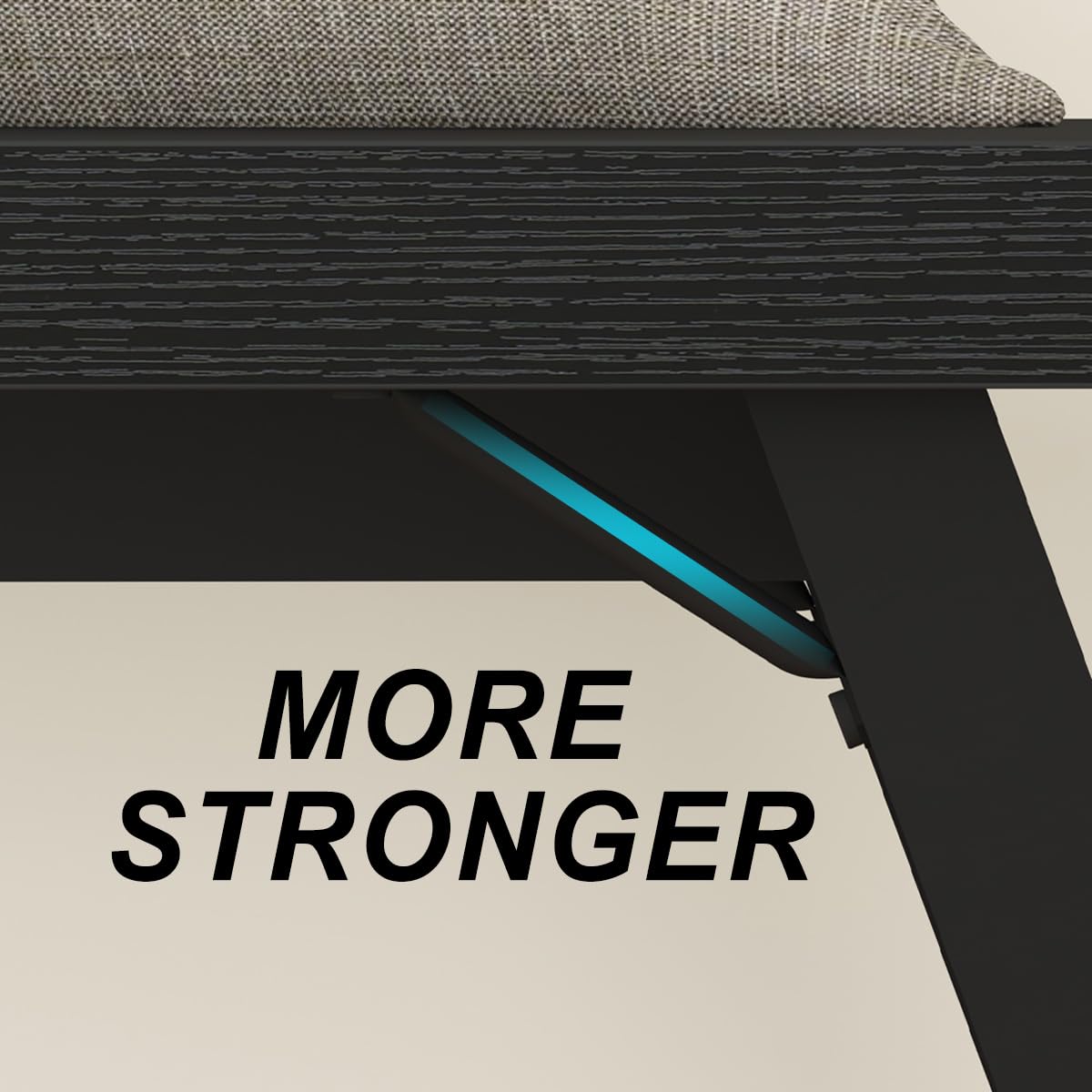 LVB Black Bench, Modern Storage Bench for Bedroom, Wood Metal Entryway Bench for Hallway Dining Living Room, Famrhouse Shoe Rack Indoor Accent Seating Bench for Foyer Entrance, Black Oak, 47 Inch Long LVB