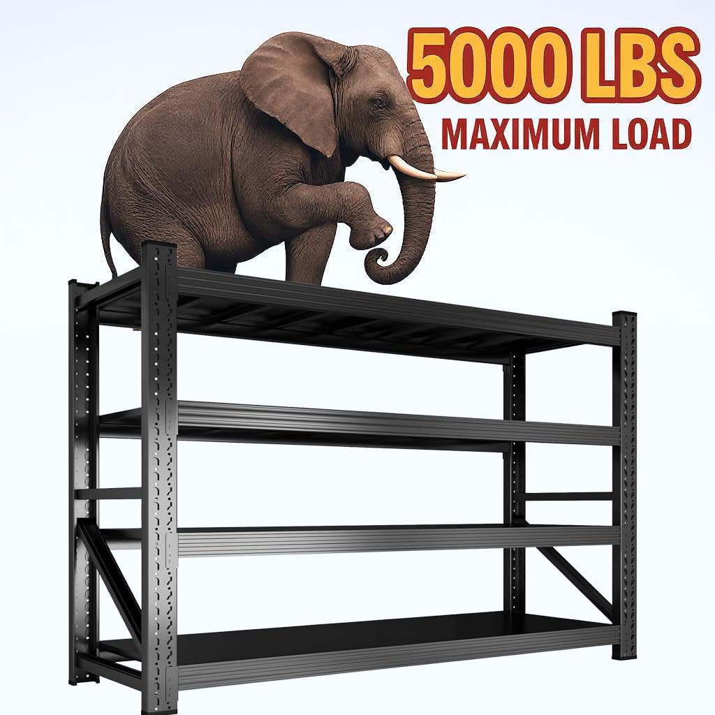 2000LBS Garage Shelving 59" W Heavy Duty Storage Shelves, 4 Tier Industrial Adjustable Metal Shelves, Shelving Units for Garages, Warehouses Generic