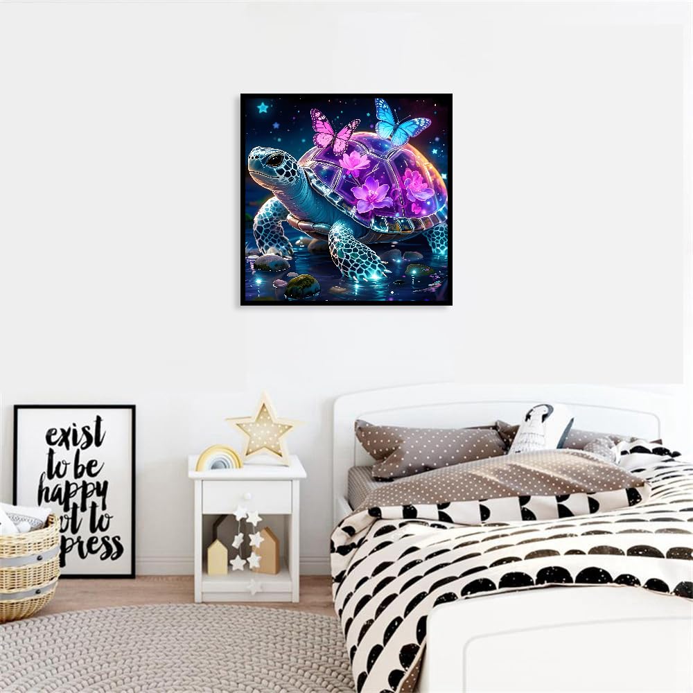 Canrichshop Framed Paint by Numbers Kit for Adults Beginners with Wooden Easel,Sea Turtle Easy Paint by Number Kit with Frame,DIY Number Painting Adults for Decor Present 12x 12 inch Canrichshop