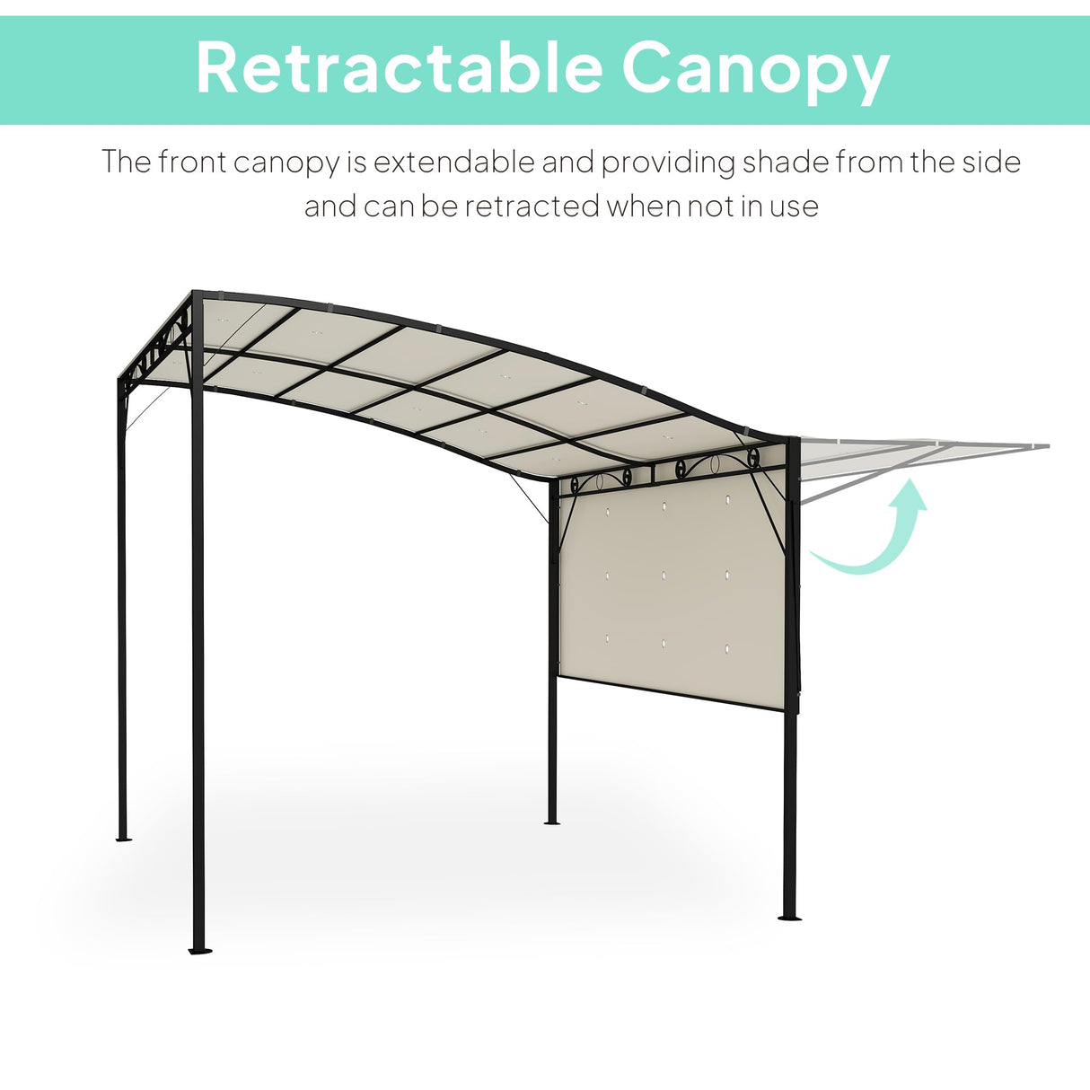 Outsunny 10' x 8' Outdoor Pergola and Patio Gazebo, Extendable Side Awning, Sun Shade Shelter for Garden, Camper, Deck, Doors and Windows, Cream White Outsunny