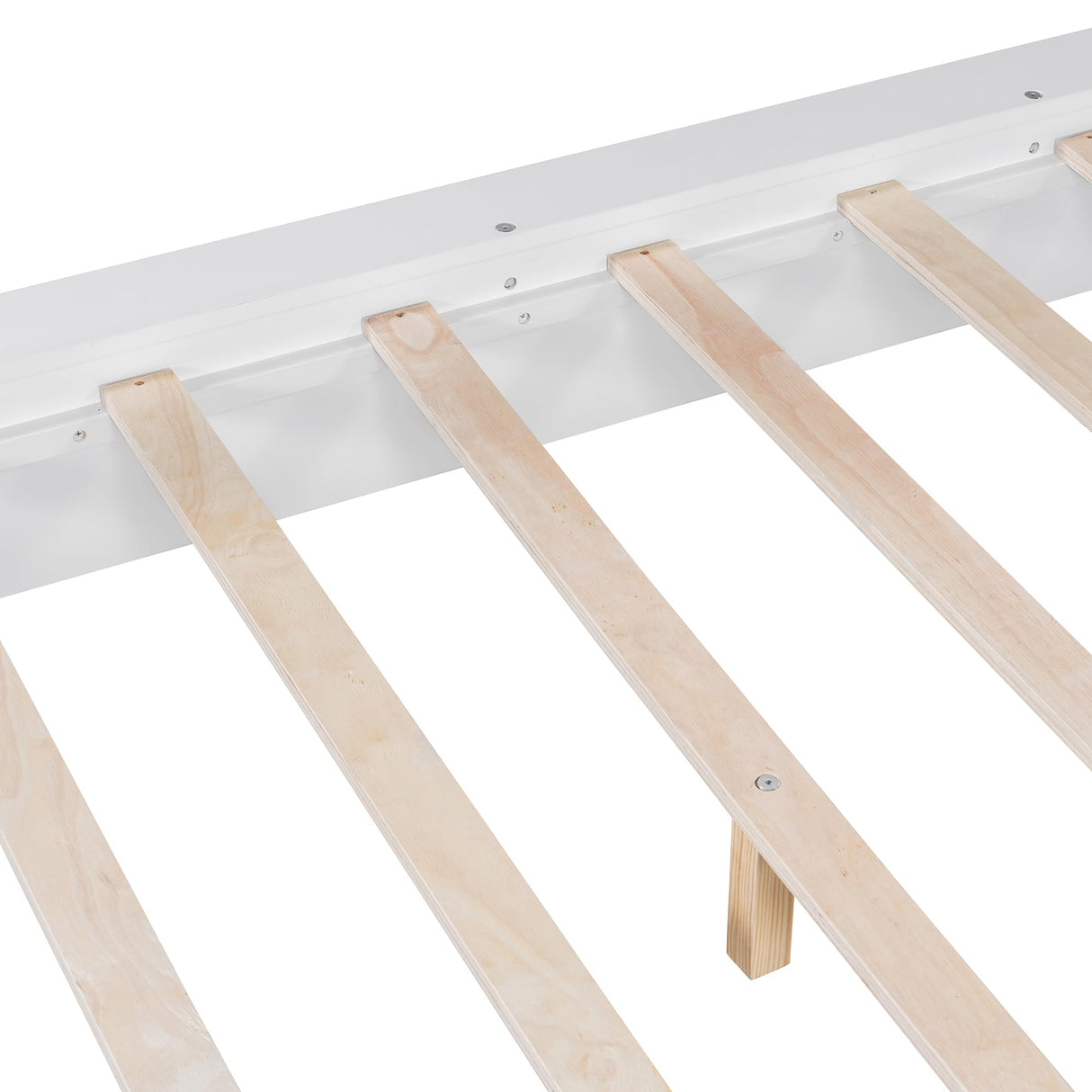 Beuiosda King Size Four Poster Bed Frame with LED Lights Floor Bed Woode Platform Bed Frame with LED Lights and Wooden Slat Support Suitable for Kids Teens Adults Beuiosda