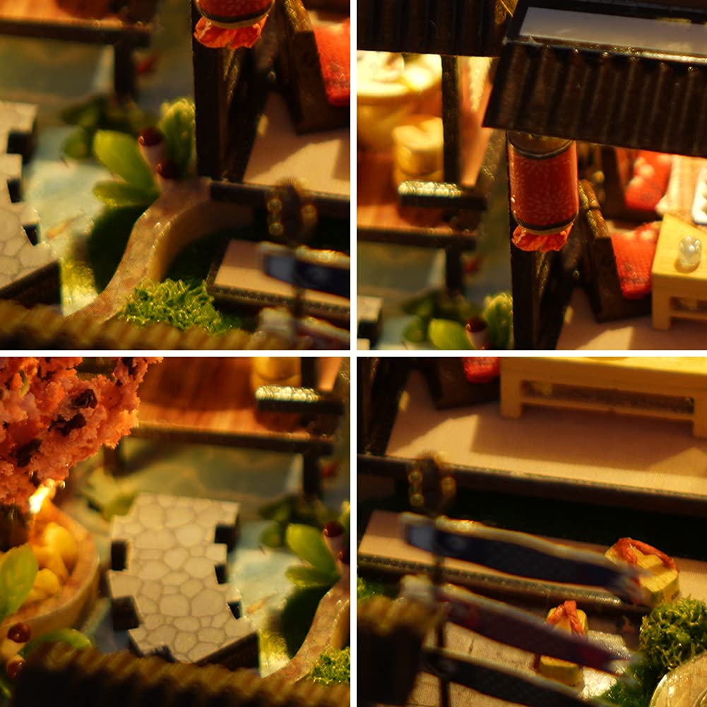 TOPBSFARNY Miniature Wooden Dollhouse Japanese/Seaside/Car House Market DIY Doll House Kit Villa Building 3D Model Creative Gifts for Friend and Parents (Japanese Style Villa) TOPBSFARNY