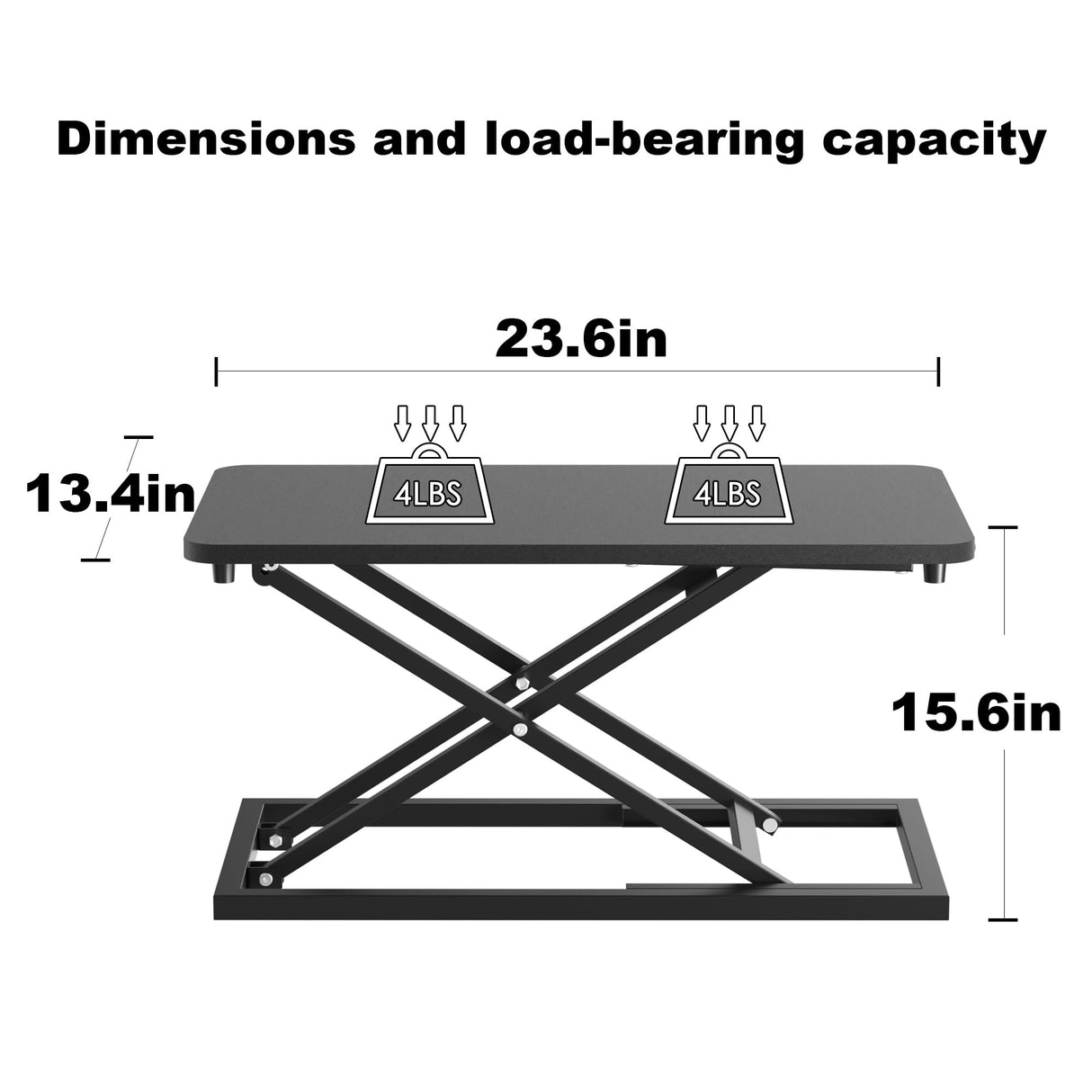 Decoholic Single 24 inch Scissors Lift Keyboard and Mouse Riser, Height Adjustable Standing Desk Converter for Ergonomic Sit Stand Workstations,suitable to hold large/small items (24inch, Black) Decoholic