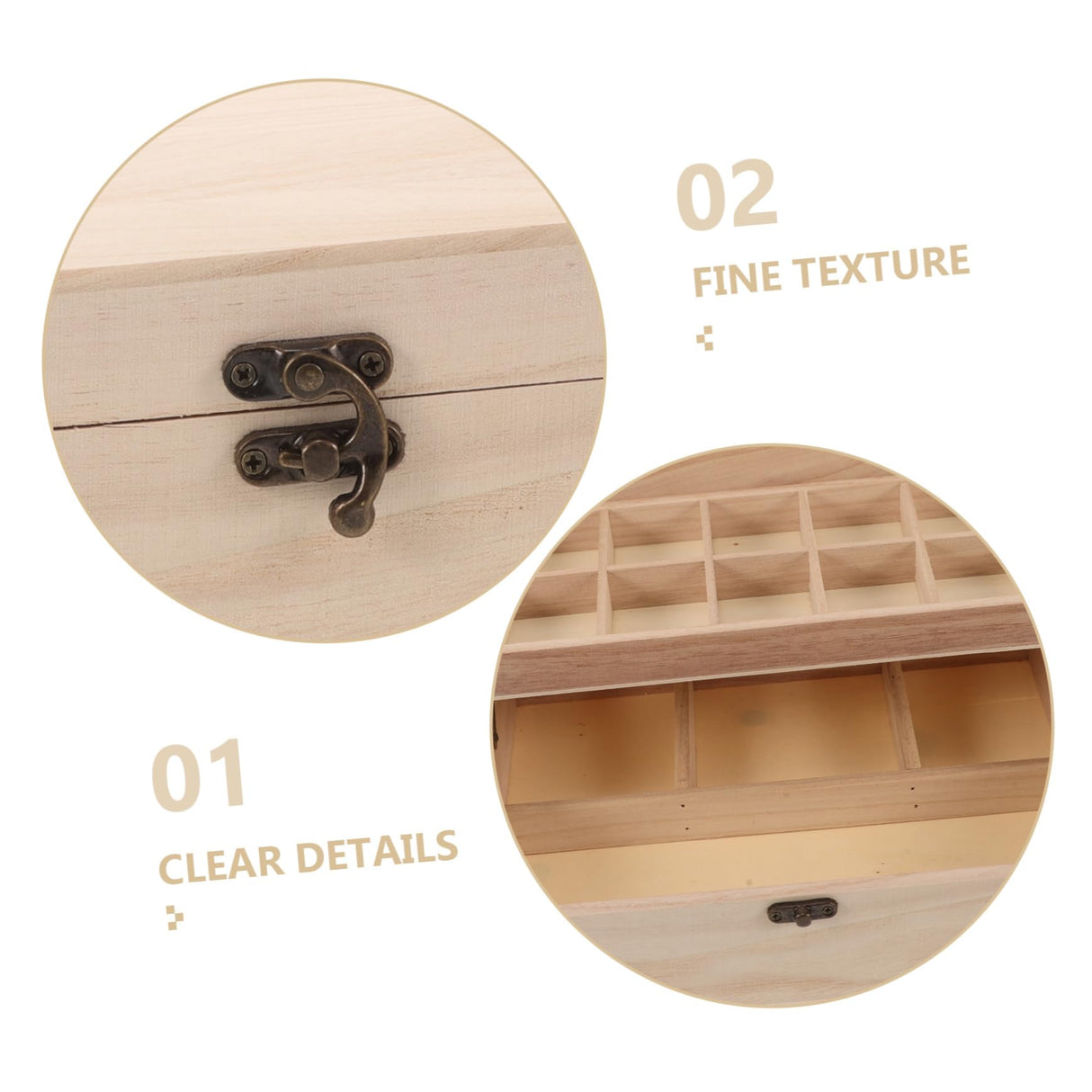 LALADEFIEE Unfinished Jewelry Box DIY Wooden Trinket Box Wood Storage Box Keepsake Jewelry Box with Locking Clasps for Rings Earrings Necklaces Watches Bracelets LALADEFIEE