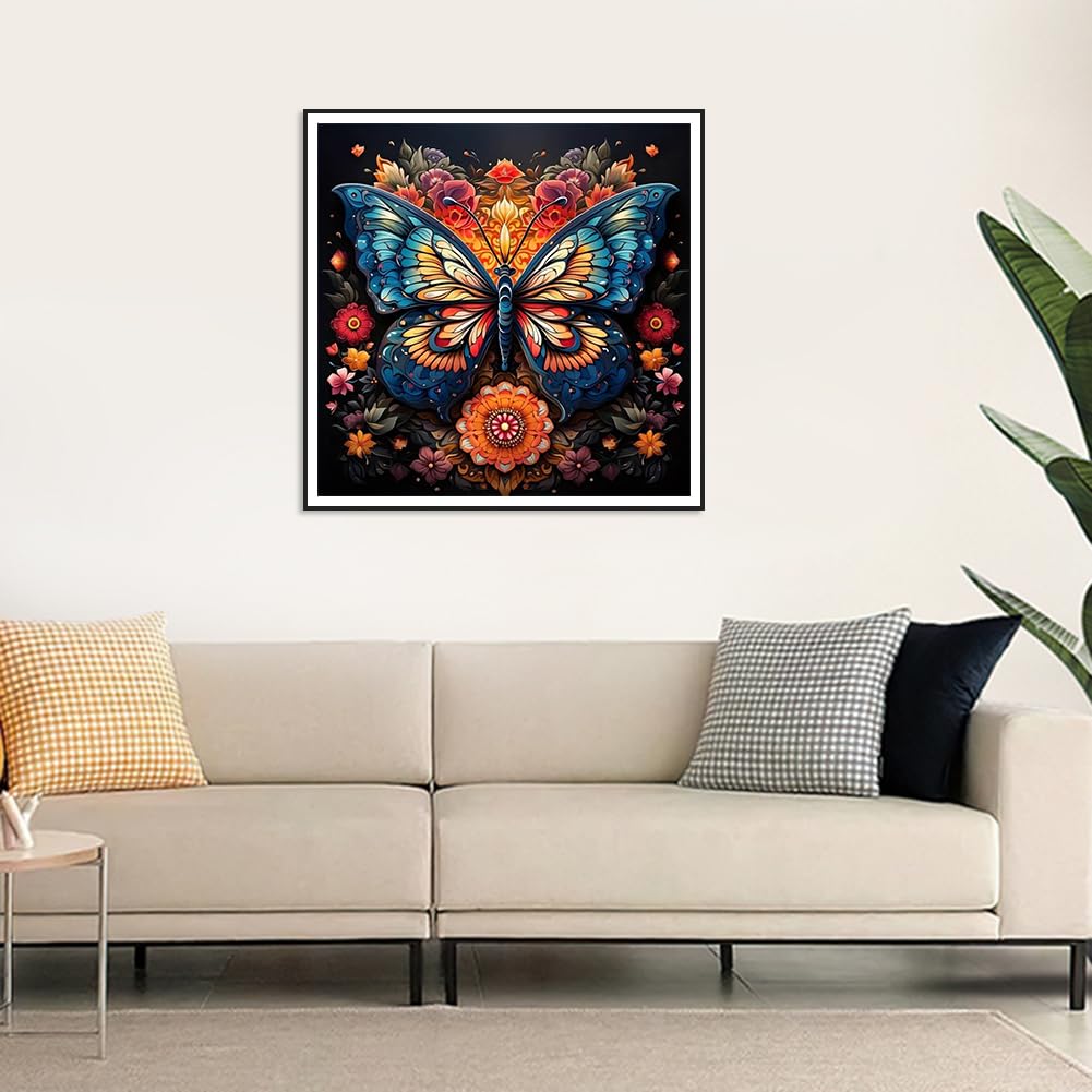 Anuver Diamond Art Butterfly Kit, Flower Diamond Painting Kit for Adults, 5D DIY Full Diamond for Beginners, Gem Craft Painting Home Wall Decoration, 12x12 Inch Anuver