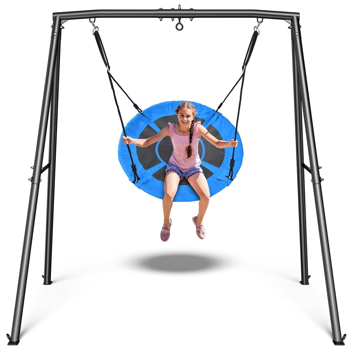 Trekassy Saucer Swing with Frame for Kids Outdoor, 440lbs Swing Set with Heavy Duty Metal Stand for Backyard, Outdoor Kids Play Equipment Trekassy