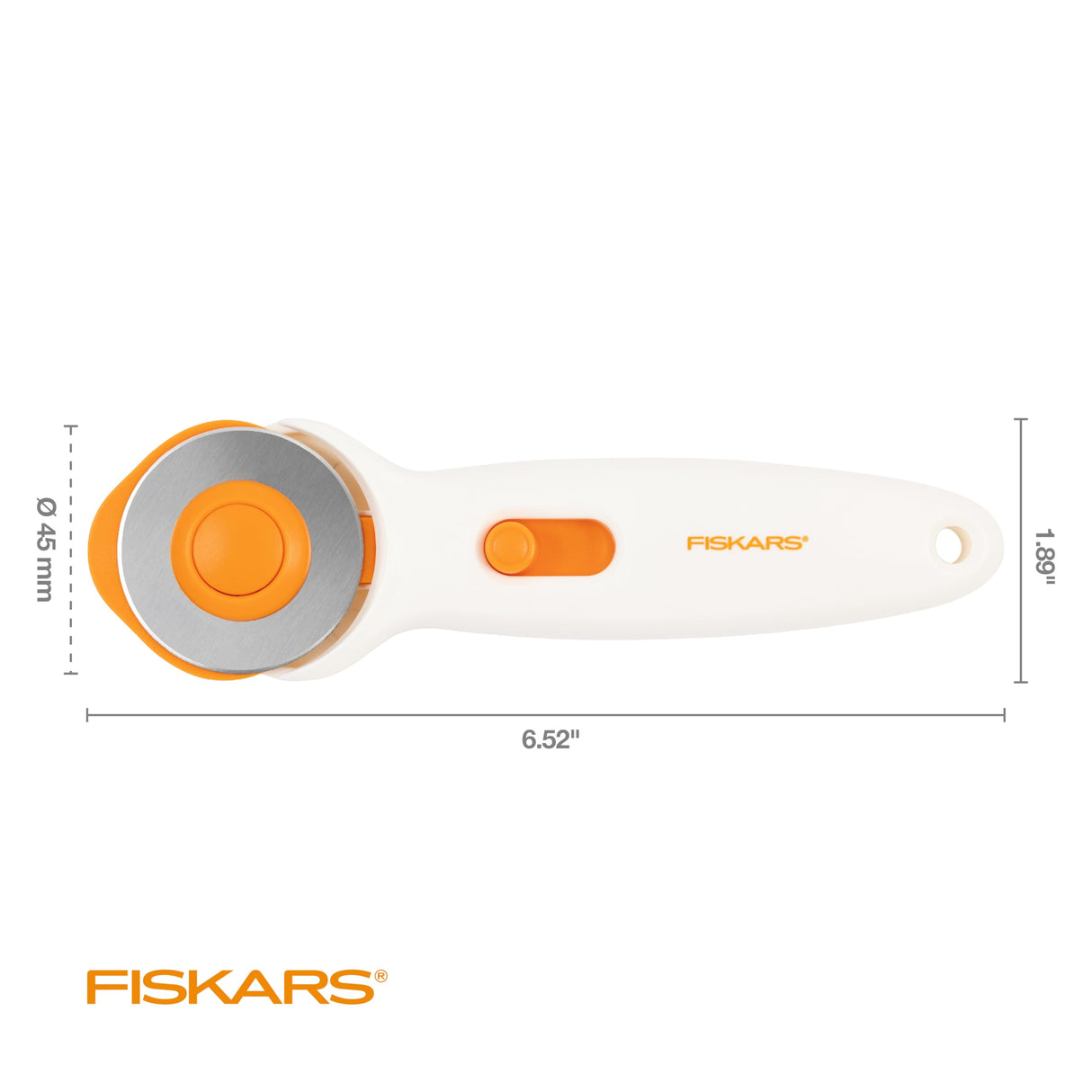 Fiskars 45mm Rotary Cutter for Fabric, Premium Steel Stick Fabric Cutter Cuts Through Multiple Layers, Right and Left Handed, Easy and Safe Blade Change, Arts and Crafts, Sewing and Quilting Tools Fiskars