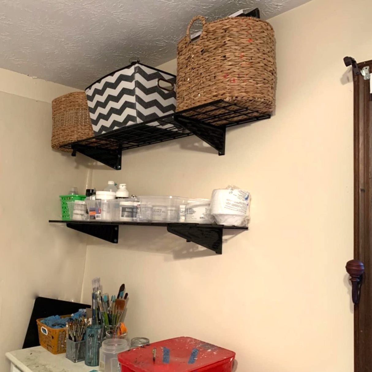 Wallmaster 2-Pack 15x45 Heavy Duty Garage Wall Shelving 45-inch-by-15-inch Wall Mount Garage Storage Rack Floating Shelves Max Load 400lb Black Wallmaster