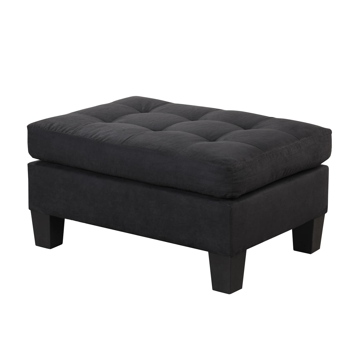 Divano Roma Furniture Modern Tufted Micro Suede L Shaped Sectional Sofa Couch with Reversible Chaise & Ottoman, Large, Black Divano Roma Furniture