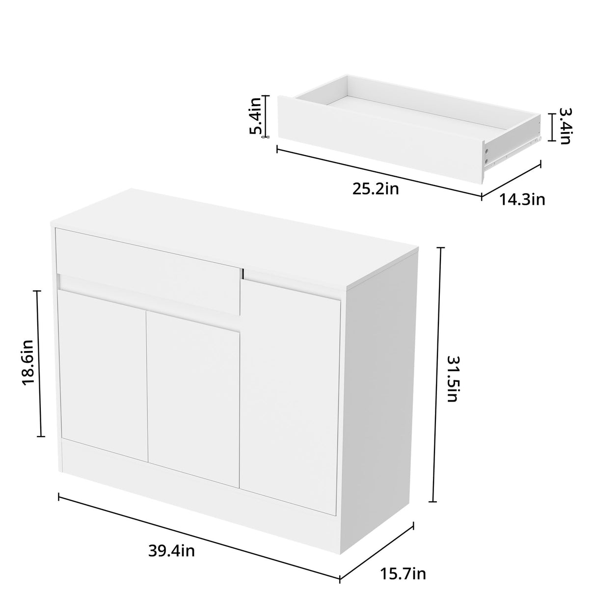 Housoul Shoe Cabinet Storage with 3 Doors, Freestanding Shoe Cabinet with Drawer & Adjustable Shelves, Wooden Shoe Organizer for Entryway, Hallway, White Housoul