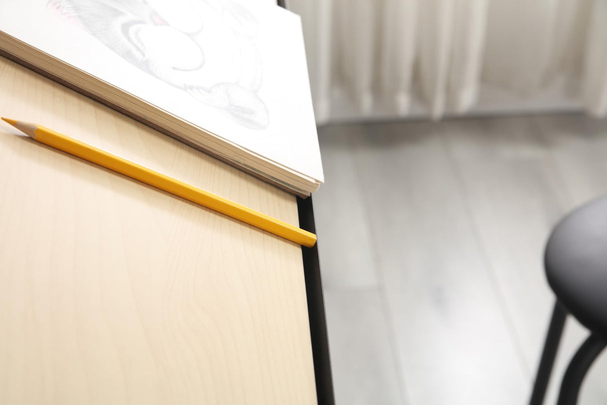 Height Adjustable Drafting Table,0-75° Art Craft Desk Drawing Table Artist Desk Tilting Tabletop Watercolor Paintings Sketching Work Station w/2 Storage Drawers and Stool for Home Office Oak CuisinSmart