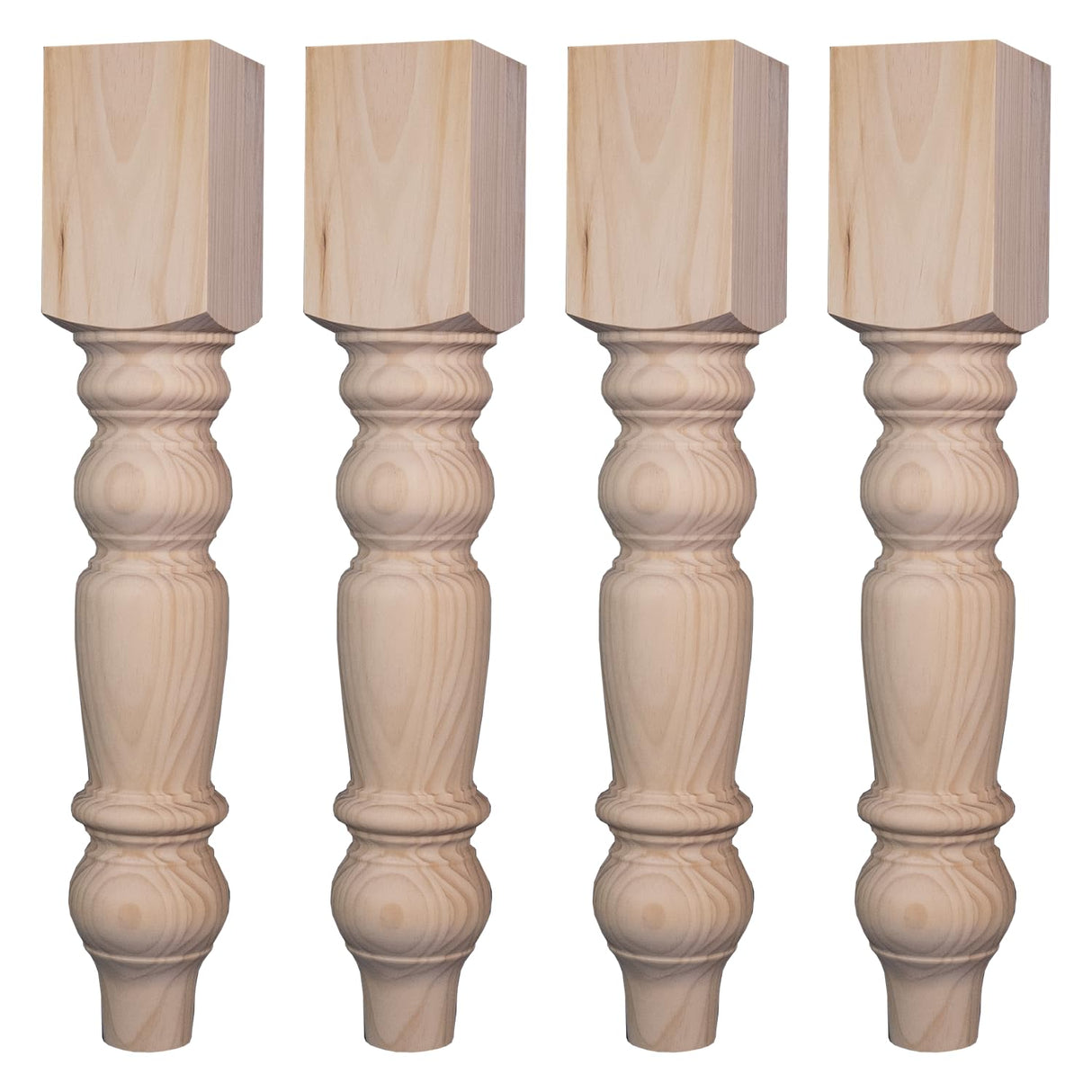 Osborne Husky Farm Dining Table Leg Made from Unfinished Pine Wood (Set of Four), Durable Turned Legs are Sanded and Ready to be Stained, Replacement Table Legs for Dining Room Table or Desk Osborne Wood Products