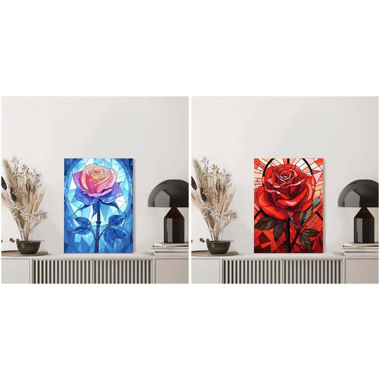 VAIIEYO 2 Pack Framed Paint by Numbers Kit for Adults Rose, Flower Canvas DIY Oil Painting Kit with Paintbrush and Acrylic Pigment, Arts Craft for Home Wall Decor(8x12 inch/20x30cm) VAIIEYO