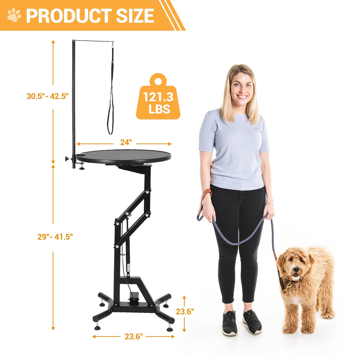 Hydraulic Lift Dog Grooming Table 24" Rotating Desktop Pet Grooming Table for Small Dogs At Home, 360° Rotating Grooming Table, Adjustable Overhead Arm & Tool Organizer Dog Grooming Station, Black GarveeLife