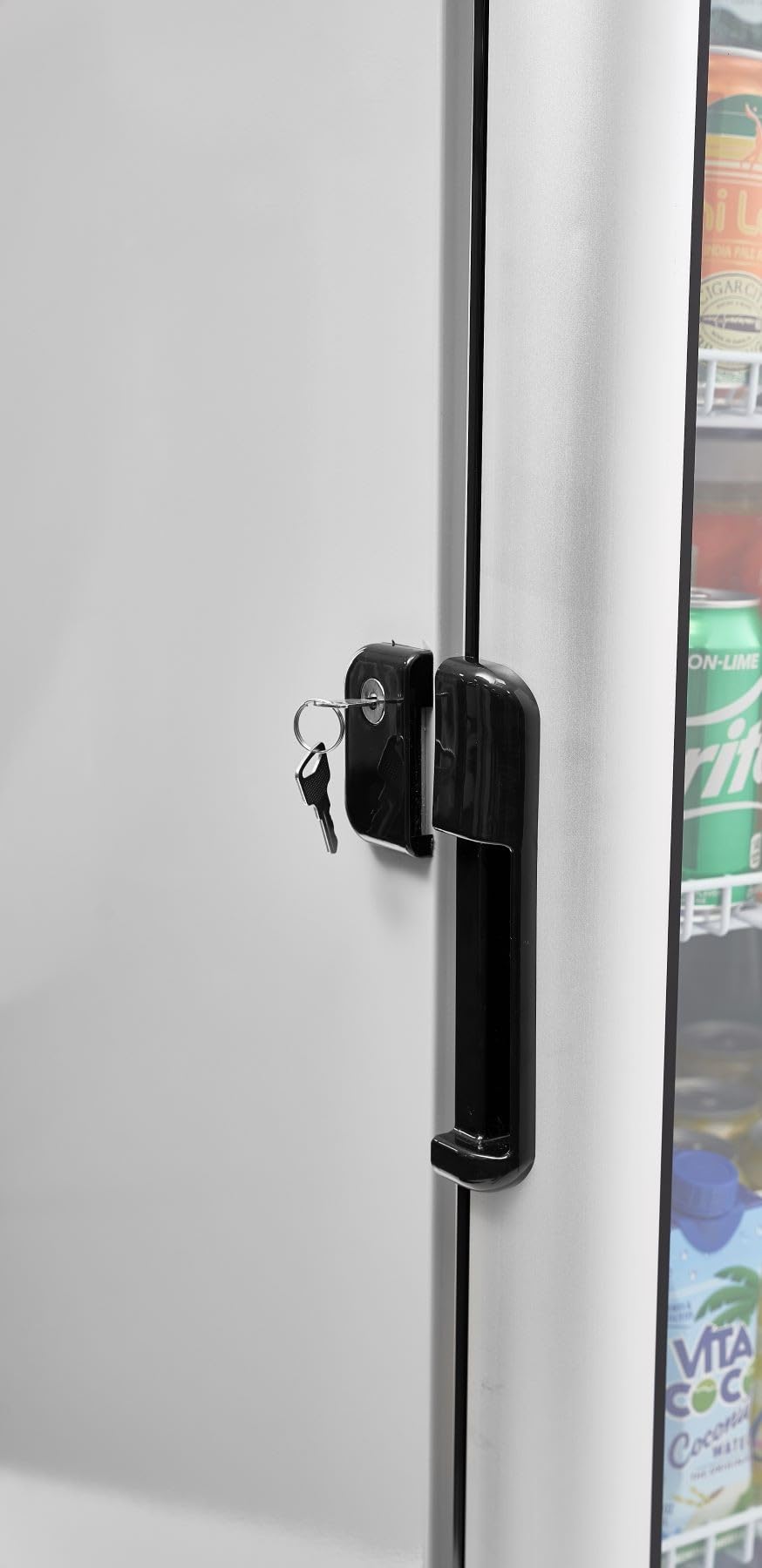 PremiumLevella PRF125DX Glass Door Display Refrigerator 12.5 cu ft Commercial Beverage Cooler Merchandiser With Customizable Lightbox - Silver PremiumLevella