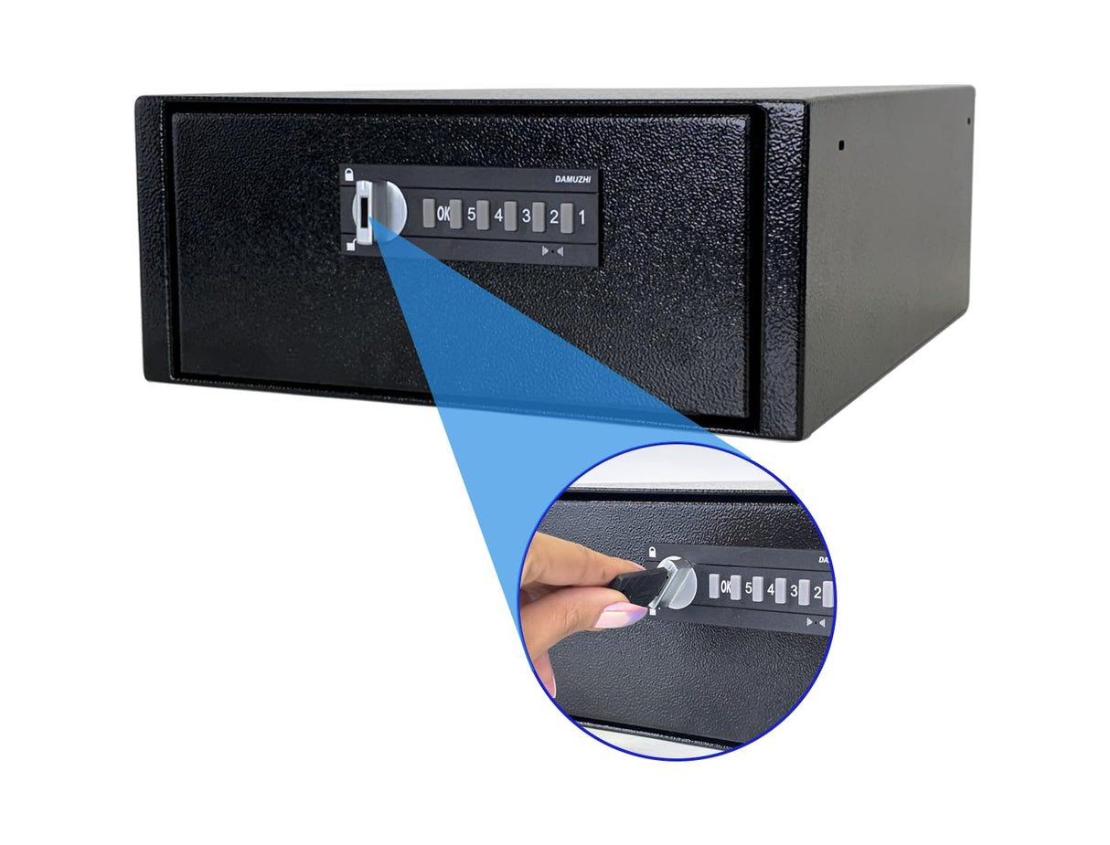 Heavy Duty Steel Under Desk Hand Gun Safe - Slide Away Gun Vault with Electric Keypad - Quick Access Gun Safe with Electronic Password Vault for Home, Business, and Car Black POCHAR