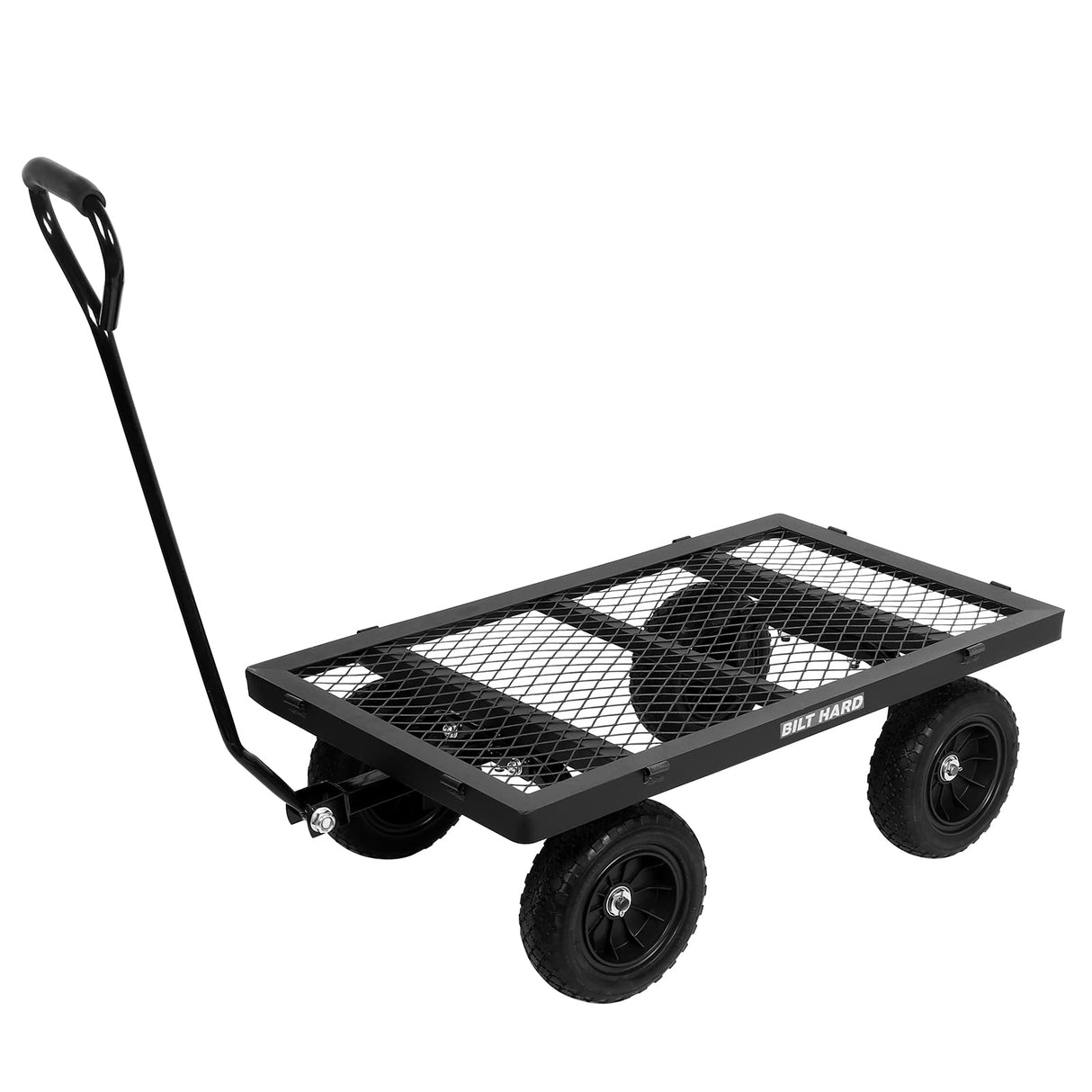 BILT HARD 880 lbs 10" Flat Free Tires Steel Garden Cart with 180° Rotating Handle and Removable Sides, Heavy Duty 4 Cu.Ft Capacity Utility Garden Carts and Wagons BILT HARD