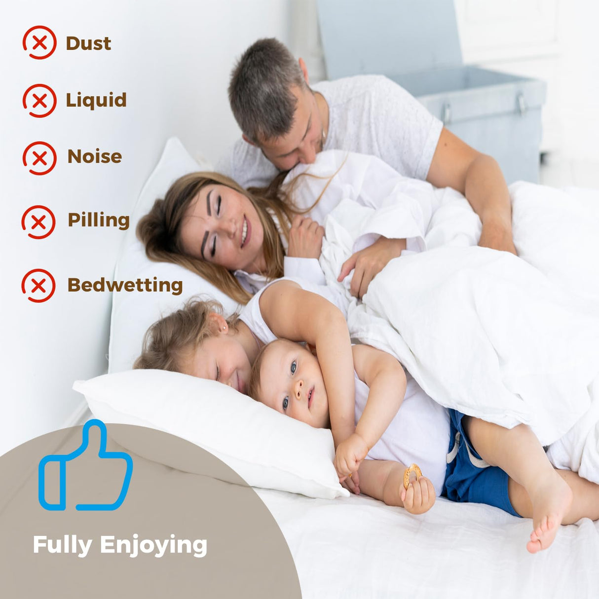 Queen Zippered Mattress Protector,Absorbent Six-Sided Mattress Cover Queen Size Bed, 15-18 Inch Noiseless Washable Mattress Encasement, Sleep Defense System, Hypoallergenic & Soft Miloll