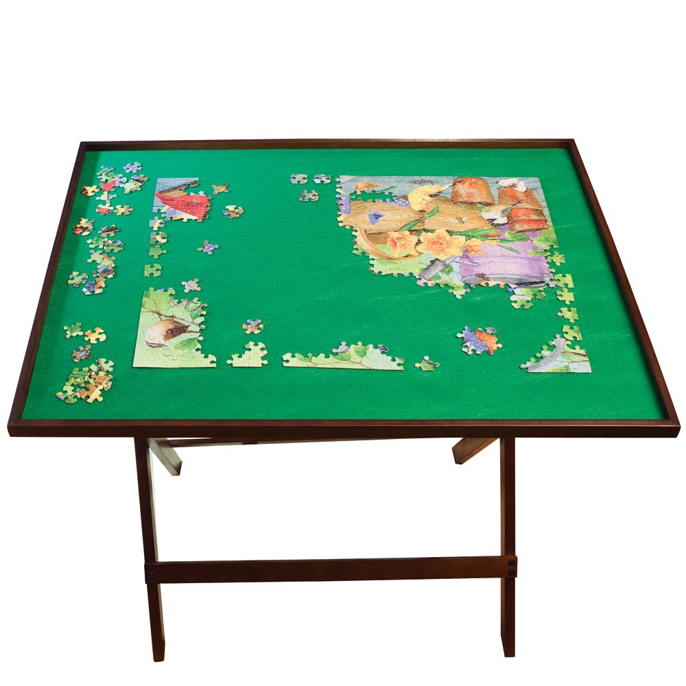 Bits and Pieces Portable Puzzle Board - Compact Folding Puzzle Table with Large Puzzling Area for 1500 Piece Jigsaw Puzzles, Attractive Wood, Space Saving Design, 26 in. x 34 in. x 28 in. High Bits and Pieces
