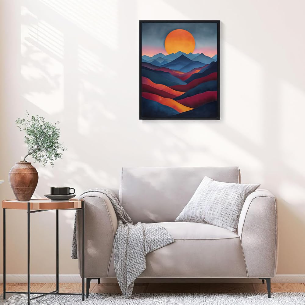 Natuyalo Paint by Numbers for Adults - DIY Adult Paint by Number Kits Painting on Canvas Mountain Painting by Numbers for Beginners, Sunset Landscape Art Craft Kits for Adults (16x20 Inch) Natuyalo