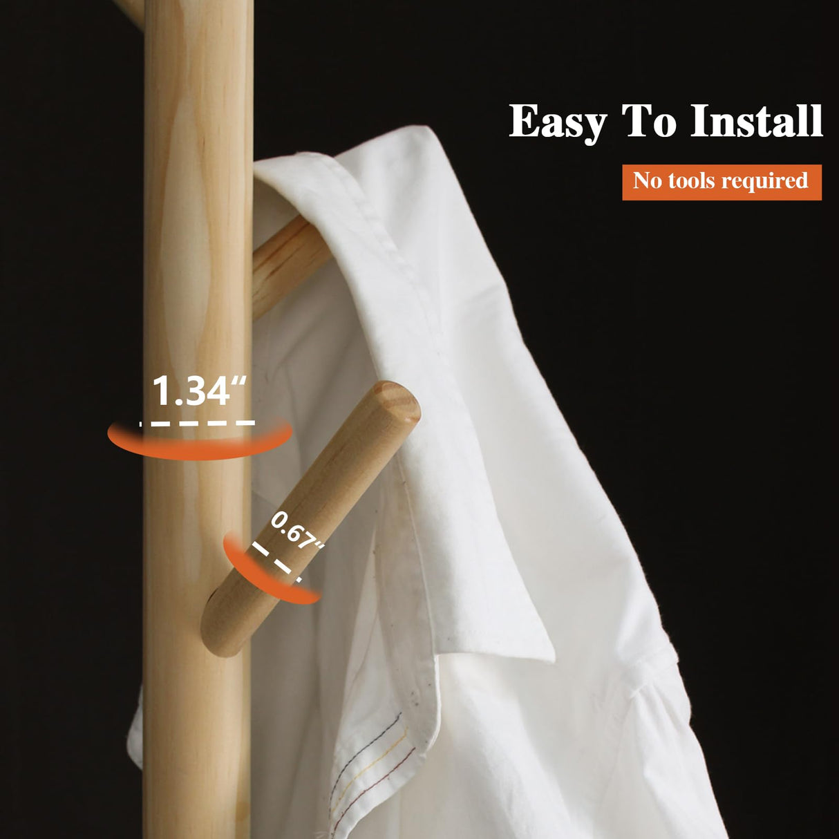 Z&L HOUSE Coat Rack Freestanding, Pure Natural Solid Wooden Coat Tree, 8 Hooks And Adjustable Height Floor Hanger, Used In The Bedroom Living Room Office To Hang Clothes, Hats, Bags Z&L HOUSE