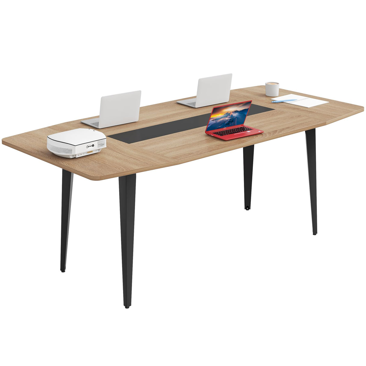 Tribesigns 6FT Conference Table, 70.86L x 35.43W x 29.52H Inches Boat Shaped Meeting Table, Modern Seminar Table for Office Meeting Conference Room (Light Wood Grain, 6ft) Tribesigns