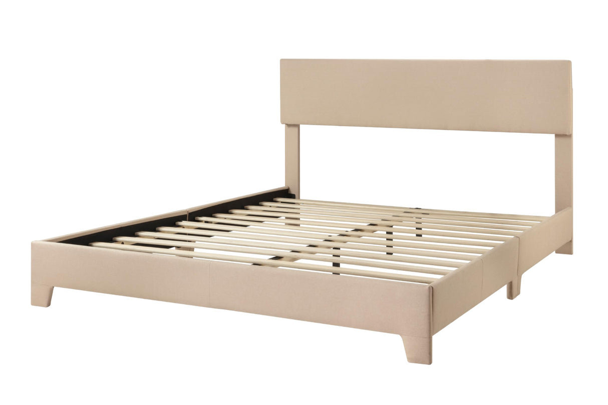 Allewie Full Size Bed Frame with Adjustable Headboard, Upholstered Platform Bed with Wood Slats, Heavy Duty Mattress Foundation, No Box Spring Needed, Noise-Free, Easy Assembly, Beige Allewie