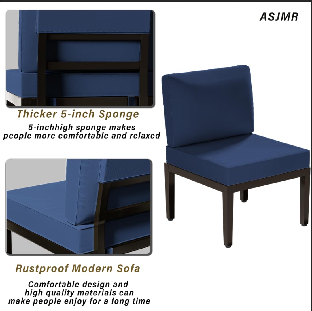 ASJMR Patio Furniture Set,15 Pieces Modern Outdoor Conversation Set w/43in Gas Fire Pit Table, Outdoor Metal Sectional Sofa with 55000 BTU Propane Fire Pit ASJMR