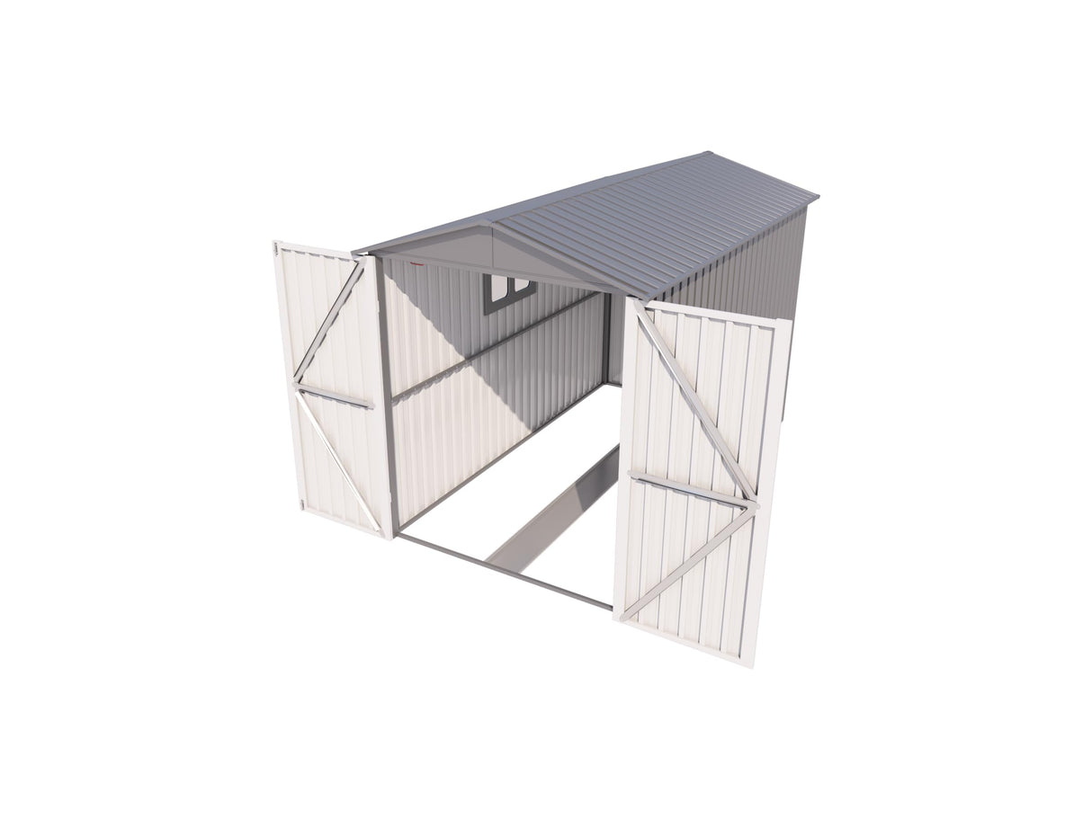 6x10 FT Outdoor Storage Shed, Metal Motorcycle Shed with Track & Fixing Device, Storage Building with Window & Lockable Hinged Doors, Waterproof Outside Garage Sheds for Garden, Backyard, Gray+White BNSPLY