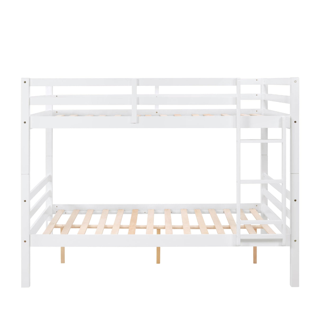 FLEXISPOT Full Over Full Solid Wood Bunk Bed with Thick Posts,Wooden Bunk Bed with High Guardrail and Ladder for Kids, Teens, Dorm Rooms, and Guest Rooms,No Box Spring Needed,White FLEXISPOT