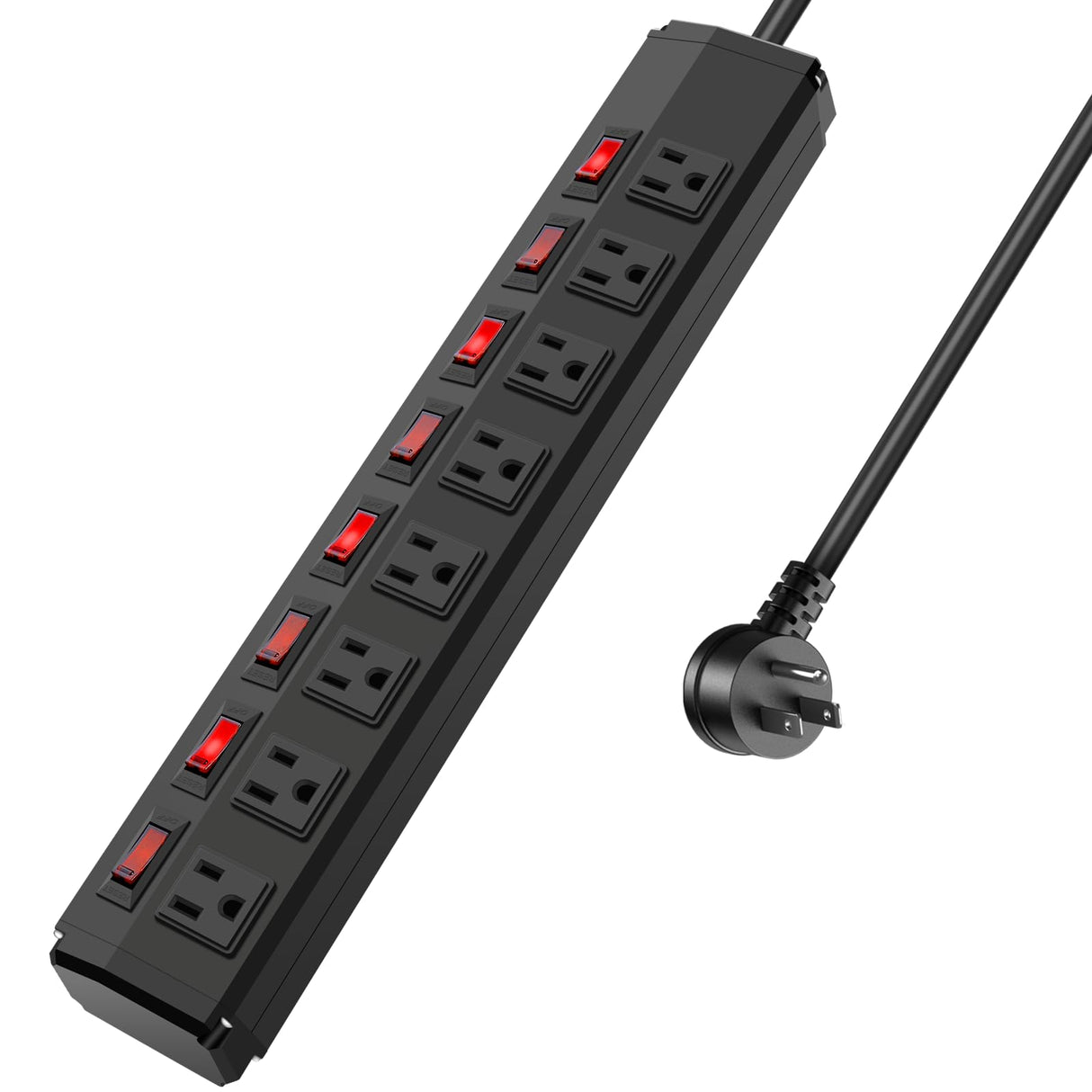 8 Outlet Heavy Duty Power Strip with 8 Individual Switches,Moutable Metal Power Strip Surge Protector 1200 Joules,6FT 14AWG Extension Cord,15A 1800W 125V 60Hz ANNQUAN