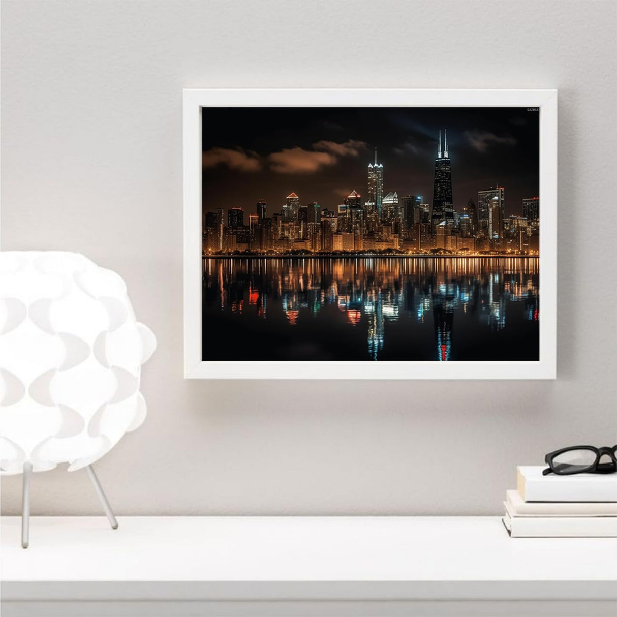 QAZWSX DIY 5D Diamond Art Kits Painting for Adults Chicago Skyline Nightscape City 30x40cm QAZWSX