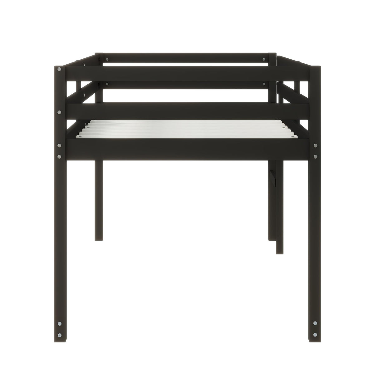 PVWIIK Loft Bed/Twin Size with Under The Bed Storage and Ladder for Kids/Boy/Girl Bedroom,Wooden Bedframe with Slats Support & Easy to Assemble,No Box Spring Needed,Black PVWIIK